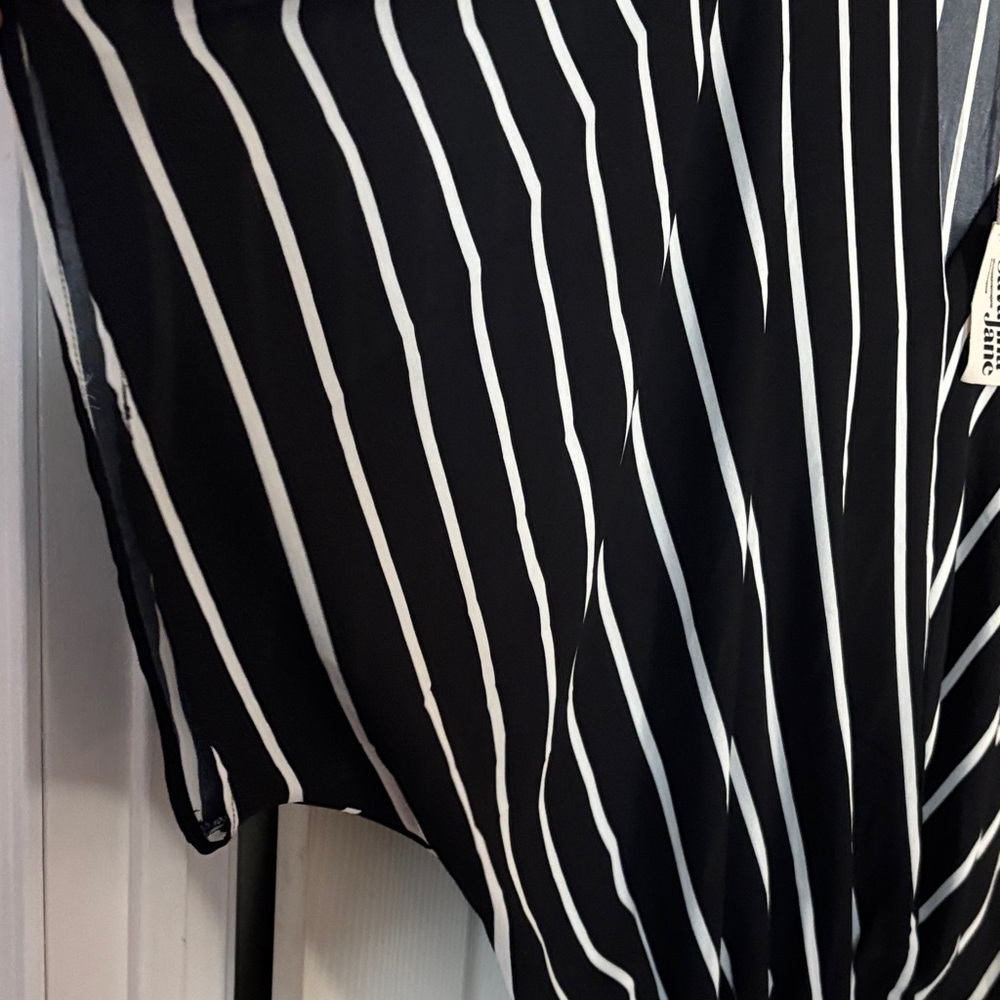 Savanna Jane Black and White Striped Blouse - Picture 6 of 6